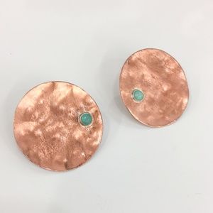 Hammered Copper earrings with Amazonite stone